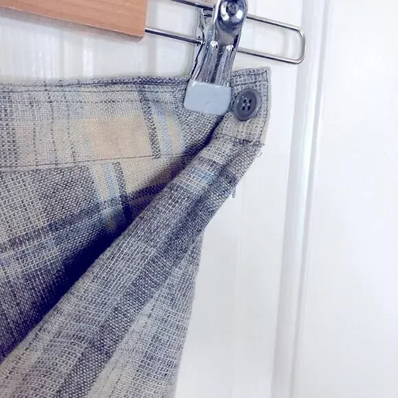 The gangs all here vintage Union made blue and gray wool midi skirt medium